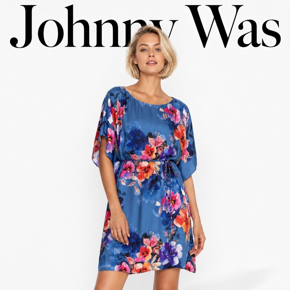 Johnny Was Blue Floral Summer Days Dress 1X‎ CSW2524-YX